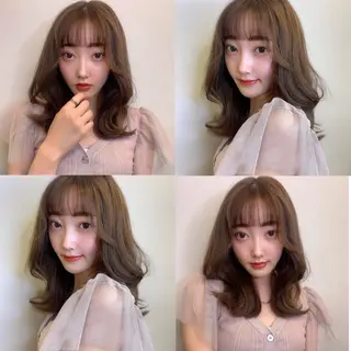 ミディアム カラー 透明感/オリーブ/ グレージュ/YUKAのヘアスタイル