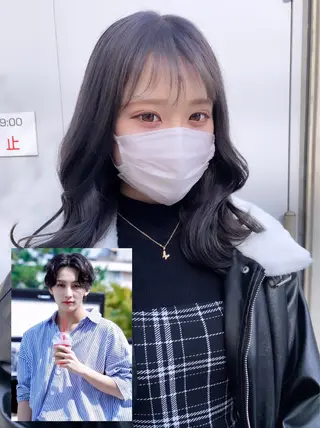 セミロング カラー ヘアアレンジ 韓国レイヤーカット/ 儚げカラーチナツのヘアスタイル