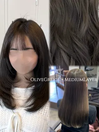 ミディアム 瀬田/韓国レイヤー/ トレンドヘア石田亜弥のヘアスタイル