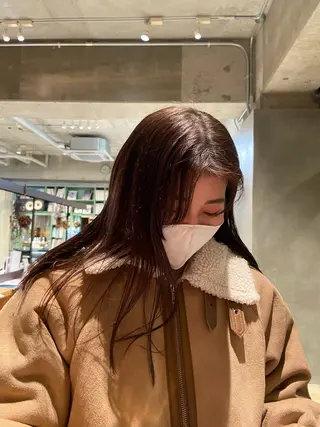 セミロング カラー 酸性縮毛矯正 Coreすずのヘアスタイル