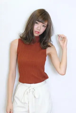 ミディアム カラー パーマ ✨ブリーチなし透明感 カラー✨ゆりかのヘアスタイル