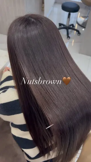 ロング 艶ブラウン/暖色 カラー/髪質改善みほのヘアスタイル