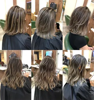 カラー 韓国レイヤー外国人風 透明感カラー髪質改善のヘアスタイル