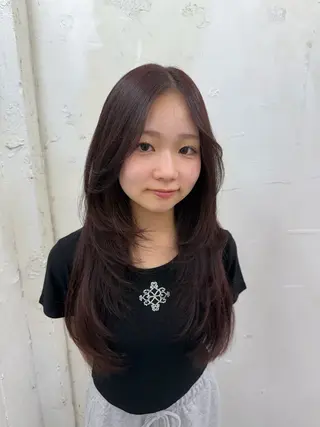 ロング カラー 𝙃𝘼𝙍𝙐🎀 韓国×エクステのヘアスタイル
