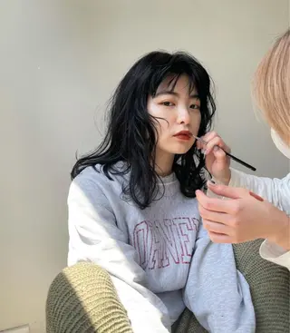 ミディアム カラー パーマ 祐川 愛希のヘアスタイル