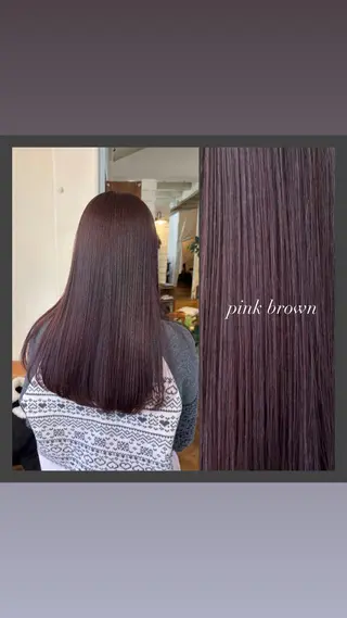 ロング カラー 暖色カラー／ボブ／ 酸性ストレート／羽菜のヘアスタイル