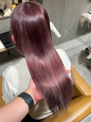 セミロング カラー 艶髪ブリーチ/レイヤ ー/竹本幸希のヘアスタイル