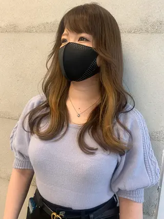 セミロング カラー 透明感/オリーブ/ グレージュ/YUKAのヘアスタイル