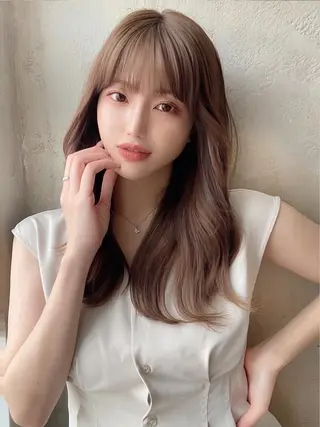 セミロング カラー 顔周り/くびれヘア 韓国ヘア💕風間るなのヘアスタイル
