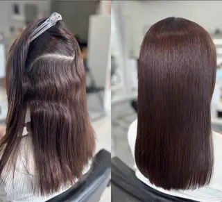 セミロング MANA艶髪 暖色カラー/髪質改善のヘアスタイル