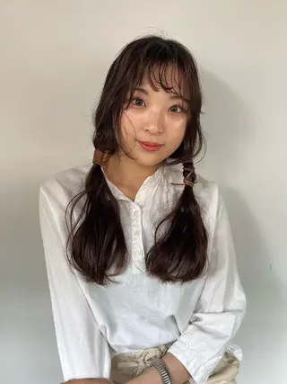 ロング カラー ヘアアレンジ レイヤー×初 パーマ|hinakoのヘアスタイル