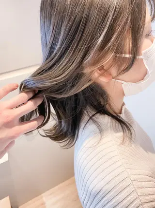 ミディアム カラー ヘアアレンジ 🥇ブリーチ無し 透明感🥇佐藤のヘアスタイル