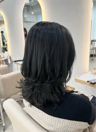 ミディアム カラー レイヤーカット/髪質 改善/メンズカットのヘアスタイル