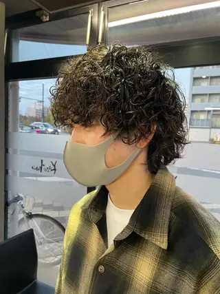 ミディアム パーマ Kazu-Hair 比治山所属・【メンズパーマ専門】 トミタ ショウタのヘアスタイル
