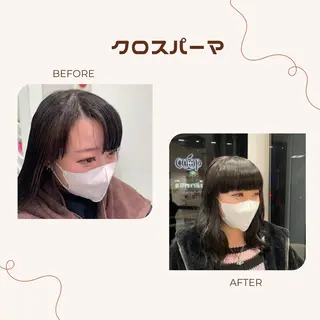 セミロング カラー パーマ クロスパーマ/うる艶 カラー/Kurumiのヘアスタイル