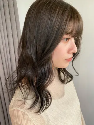 セミロング カラー 🌼透明感艶カラー オリーブ🌼河村咲のヘアスタイル