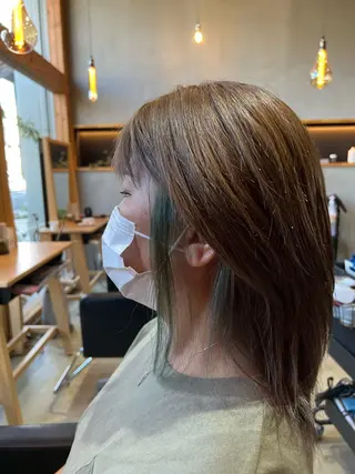 セミロング カラー SHINYA シンヤヘアーズのヘアスタイル