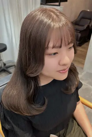 セミロング カラー 韓国×髪質改善カラー 💎hinaのヘアスタイル