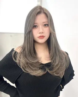 ロング カラー 京都レイヤーカット うえひのヘアスタイル