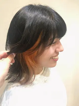 ミディアム カラー パーマ ナガミネアリサ/ 学芸大学/海外ヘアのヘアスタイル