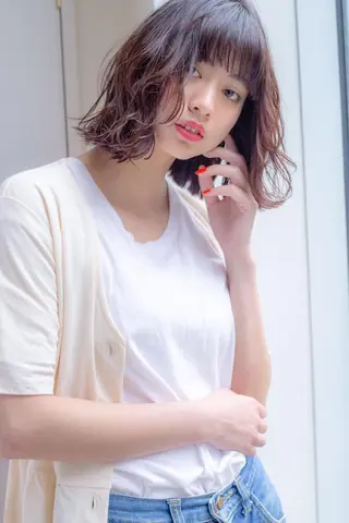 ミディアム カラー パーマ 髪質改善/縮毛矯正/ ボブ/店長/槌矢圭悟のヘアスタイル