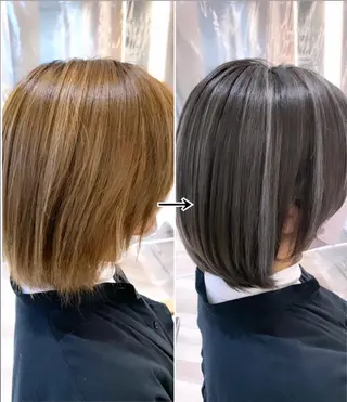 ミディアム ブリーチなしダブル/ レイヤーカット 小棹のヘアスタイル