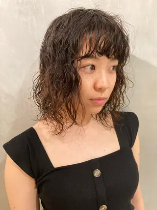 ミディアム パーマ 🛑柔らか透明感 カラー🛑大谷のヘアスタイル