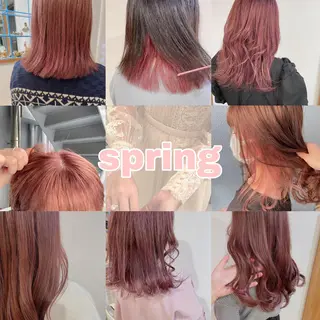 セミロング カラー なつき/艶ピンク/ girly hairのヘアスタイル