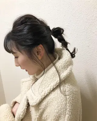 ミディアム カラー ヘアアレンジ ツキノキ ミナのヘアスタイル