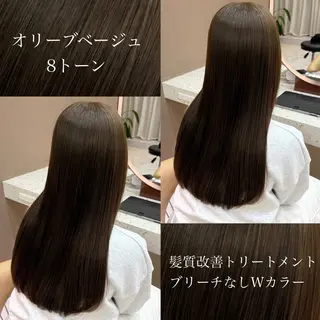 ロング オリーブカラー 長谷川のヘアスタイル