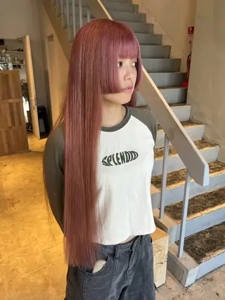 ロング カラー メンズ 藤井 美歩/赤髪のヘアスタイル