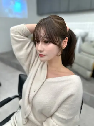 セミロング 前髪顔まわりカット 🌈中村海聖のヘアスタイル