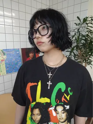 ショート カラー パーマ ボブパーマ/パーマ ウルフパーマのヘアスタイル