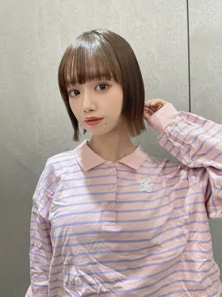 ショート カラー 小顔カット/地毛風 縮毛矯正🤍茉青のヘアスタイル