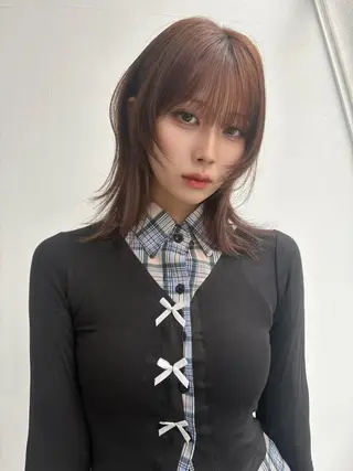 ミディアム 🎀韓国/艶髪/暗髪 🎀 柚月🫧立川駅のヘアスタイル