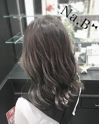 ミディアム カラー パーマ ヘアアレンジ Hair design Na.B所属・ジユン 지윤のヘアスタイル