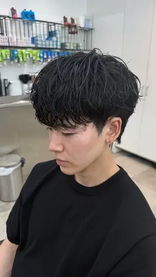 ショート カラー パーマ メンズ キッズ 栄💗メンズパーマ｜ ハイトーン｜haruのヘアスタイル