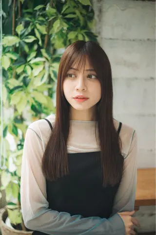 ロング 【韓国レイヤー特化 ハッシュカット】のヘアスタイル