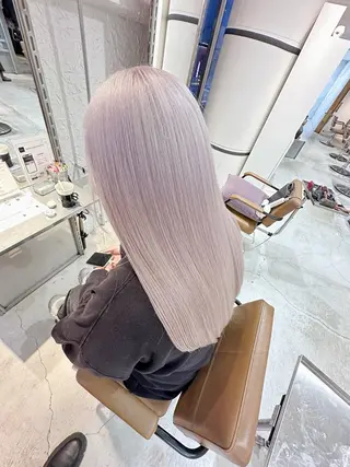 ロング カラー レイヤーブリーチ特化 ホワイト専門/岸のヘアスタイル
