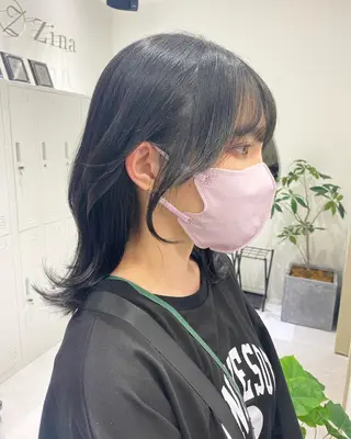 ミディアム カラー 韓国ヘア顔周りカット 艶髪ベージュtamaのヘアスタイル