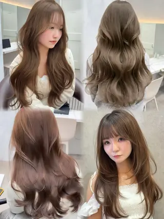 セミロング カラー ダブルカラー 韓国ヘアKYONのヘアスタイル