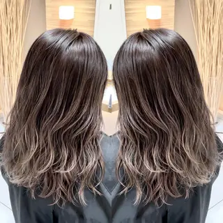 ミディアム カラー 縮毛/レイヤー 韓国/橋口のヘアスタイル