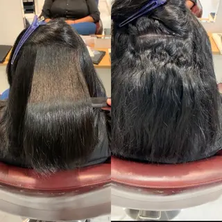 セミロング パーマ 洗っても取れない髪質 改善×縮毛矯正が得意のヘアスタイル