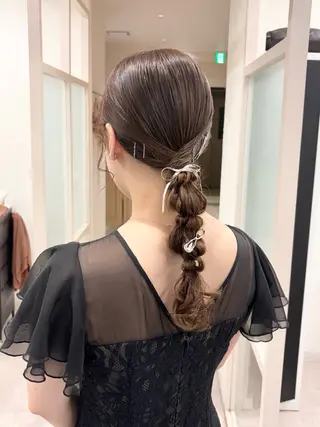 ミディアム ヘアアレンジ🪽🎀 艶カラー/天王寺のヘアスタイル