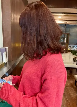 ミディアム カラー 髪質改善ｶﾗｰ ｹｱﾌﾞﾘｰﾁ/ﾀﾑのヘアスタイル