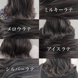 ミディアム カラー レイヤーカット 透明感カラーのヘアスタイル