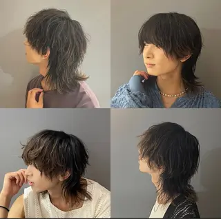 ミディアム パーマ メンズ ニュアンス/フェザー /ウルフ/伶馬のヘアスタイル