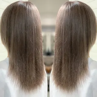 ミディアム カラー ヘアアレンジ 髪質改善×ハイトーン 中田啄也のヘアスタイル