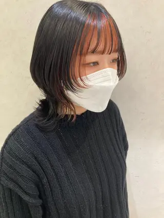 ミディアム カラー nono/パーマ /顔まわりカット🐈のヘアスタイル