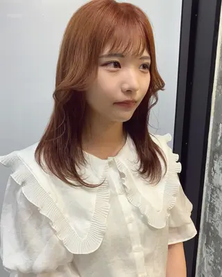 セミロング カラー ヘアアレンジ 🎀taro ブリーチなしカラーのヘアスタイル